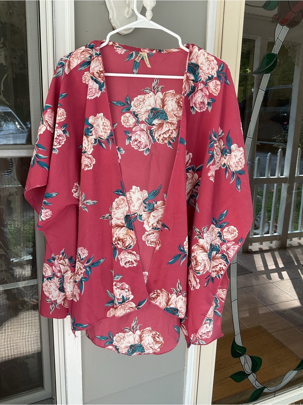 Live 4 Truth Floral Mauve Pink Women’s Cardigan Kimono Style Top Size 1X EUC